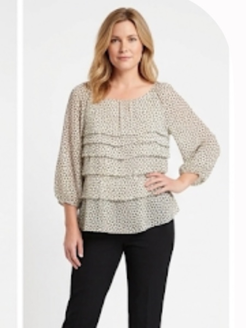 Max Edition heart ruffle print blouse size